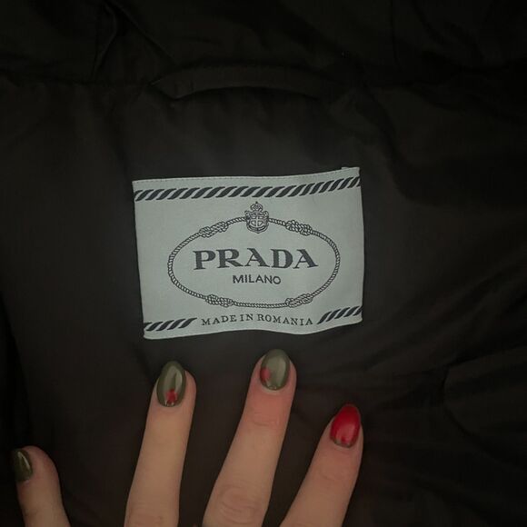 Prada Full Zip Faux Fur Hooded Parka Coat Jacket Green 42 - Picture 8 of 14